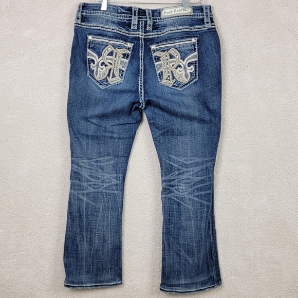 Rock Revival Jordyn Easy Boot Western Denim Blue Jeans Sz 32 x 27.5 (Hemmed) - Picture 3 of 16